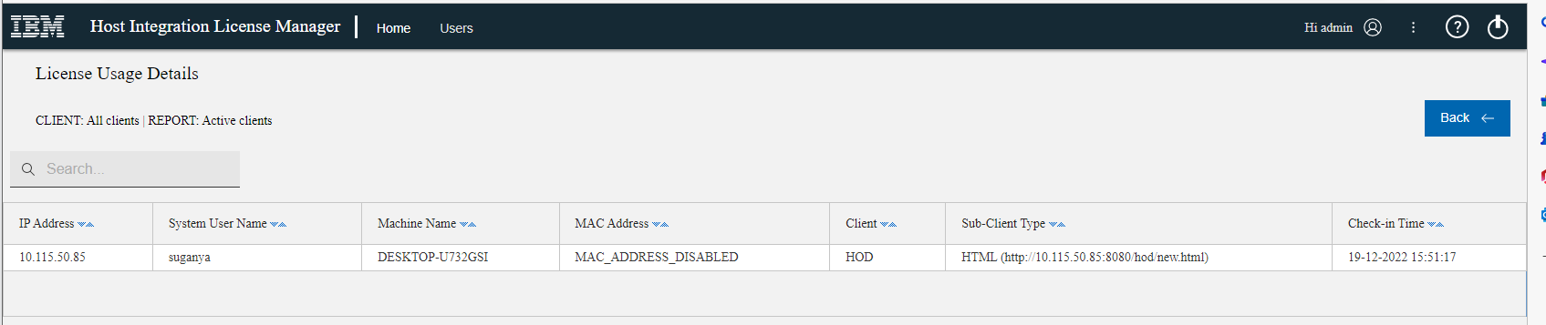 License Usage Details